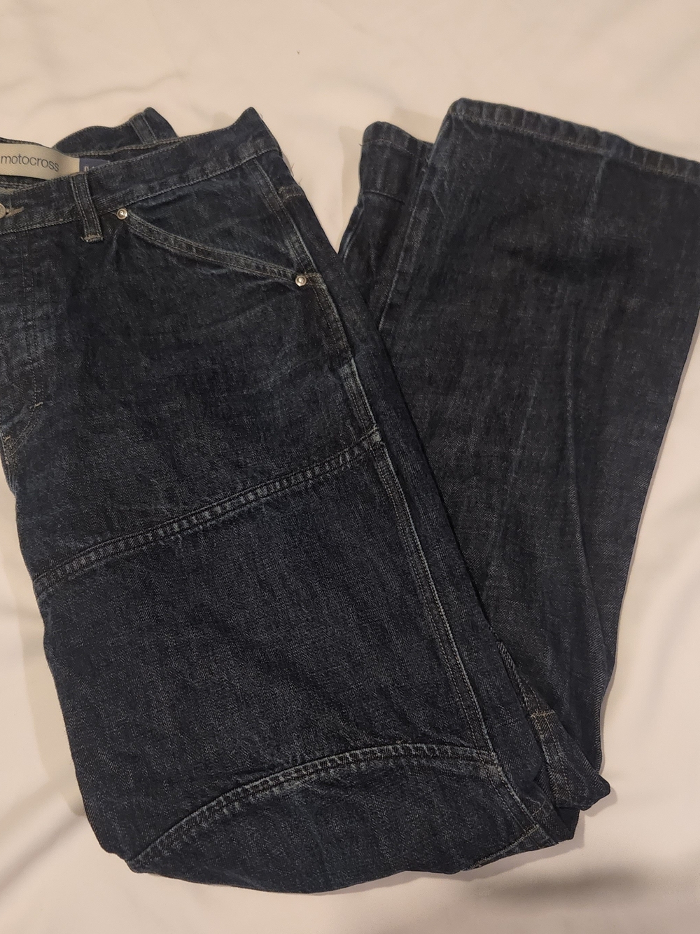 RARE Vintage GAP Motocross Dark Blue Straight Denim Jeans Y2k 2000 W35 L34
